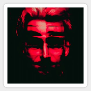 THE DEVIL IS HERE Creepy Horror Glitch Art Halloween Portrait Sticker